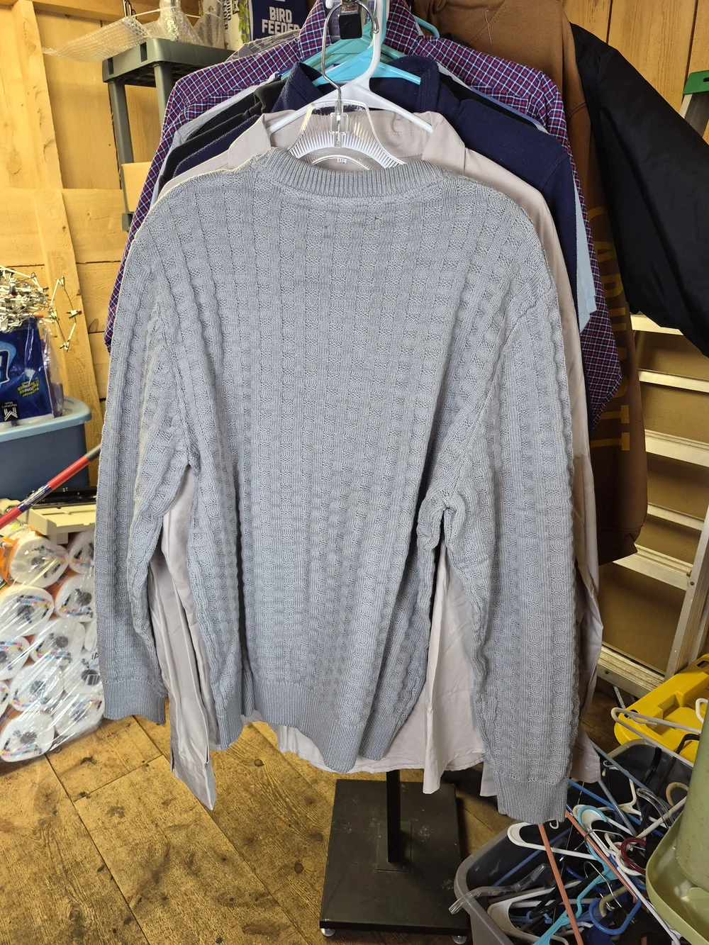 The Original Penguin Men's Light Gray Cable Crewneck Sweater Bin 37
